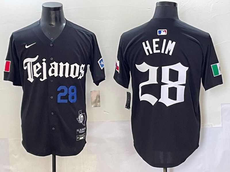 Men 2025 Texas Rangers #28 Heim Black Five generations Joint Name Nike MLB Jersey style 4